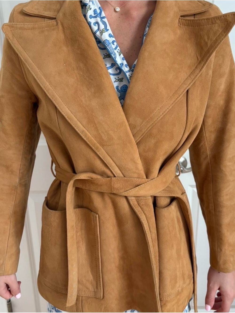 Suede Belted Jacket - Tan
